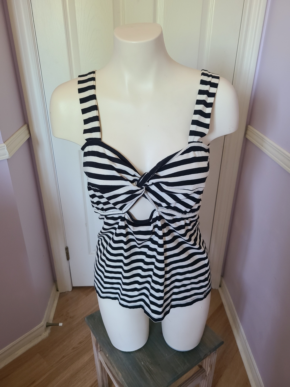 H&M Black and White Striped Top